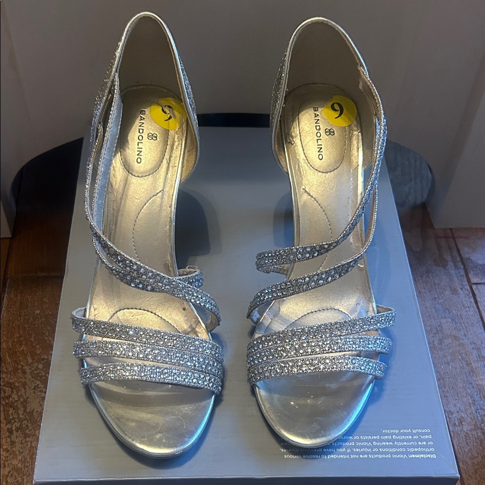 Bandolino Sparkling Silver Strappy Heels